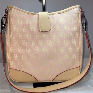 Dooney & Bourke Pink and Tan Monogram Shoulder Bag
